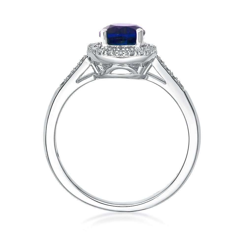 Lab-Created Sapphire & 1/8 ct. tw. Diamond Ring Sterling Silver