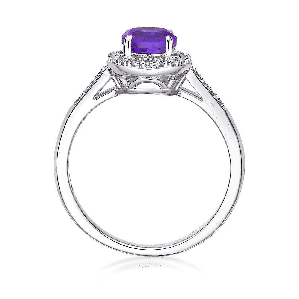 Amethyst & 1/8 ct. tw. Diamond Ring Sterling Silver