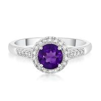 Amethyst & 1/8 ct. tw. Diamond Ring Sterling Silver