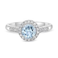 Aquamarine & 1/8 ct. tw. Diamond Ring Sterling Silver