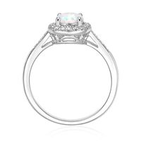 Lab-Created Opal & 1/8 ct. tw. Diamond Ring Sterling Silver