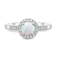 Lab-Created Opal & 1/8 ct. tw. Diamond Ring Sterling Silver