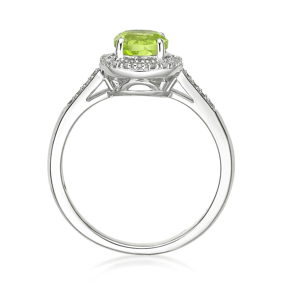 Peridot & 1/8 ct. tw. Diamond Ring Sterling Silver