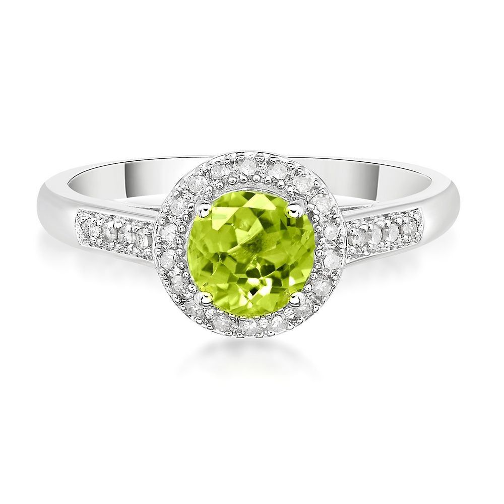 Peridot & 1/8 ct. tw. Diamond Ring Sterling Silver