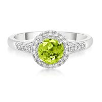 Peridot & 1/8 ct. tw. Diamond Ring Sterling Silver