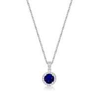 Lab-Created Sapphire & 1/10 ct. tw. Diamond Pendant in Sterling Silver