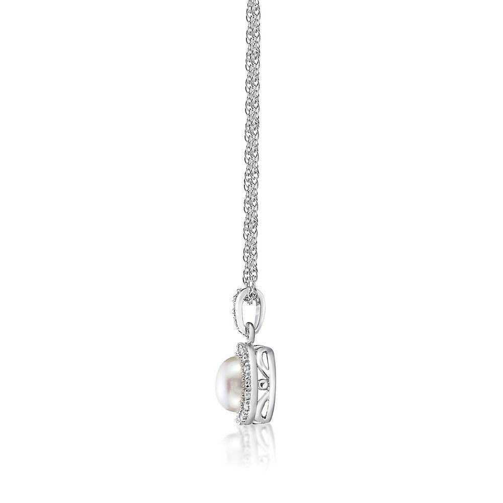 Freshwater Cultured Pearl & 1/10 ct. tw. Diamond Pendant in Sterling Silver