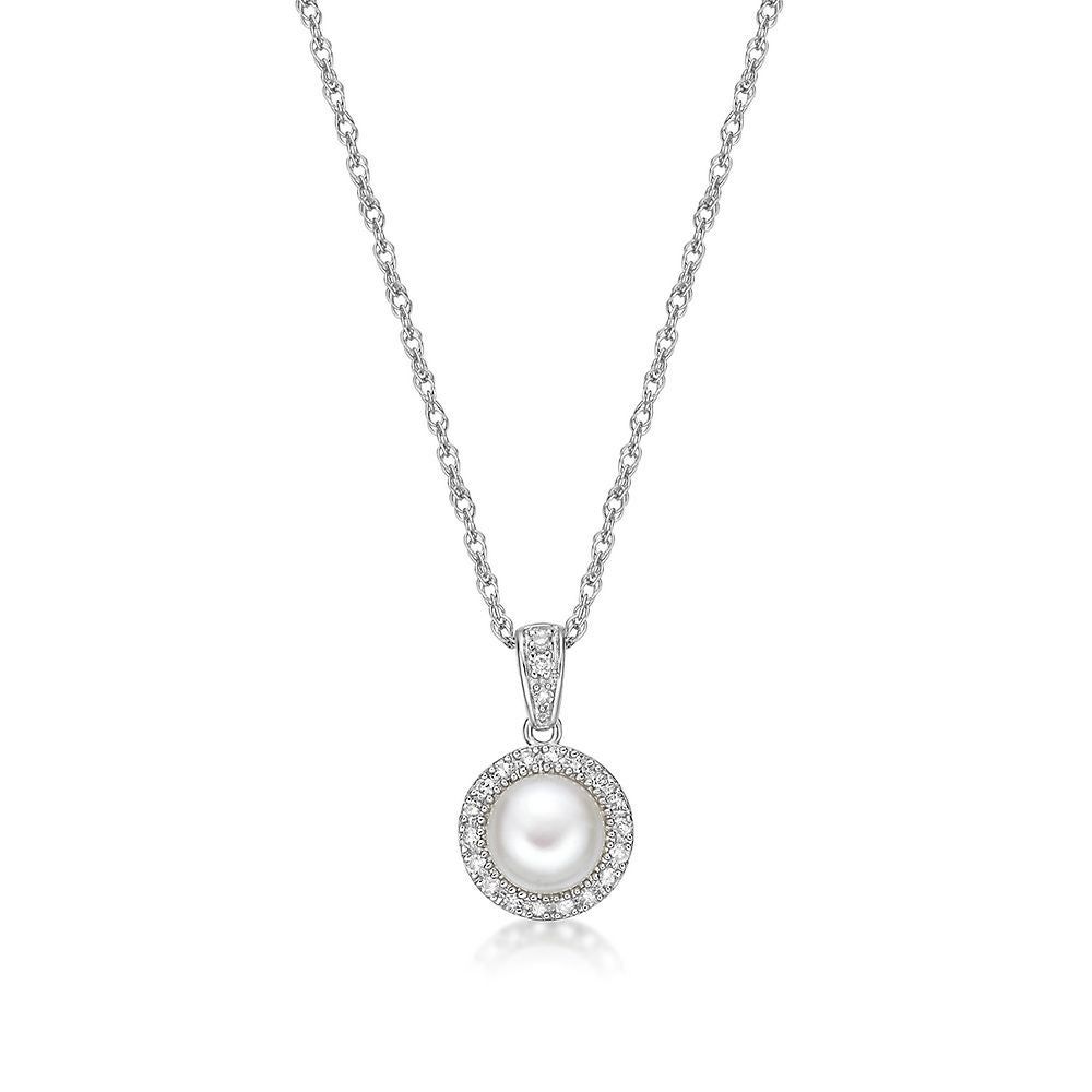 Freshwater Cultured Pearl & 1/10 ct. tw. Diamond Pendant in Sterling Silver