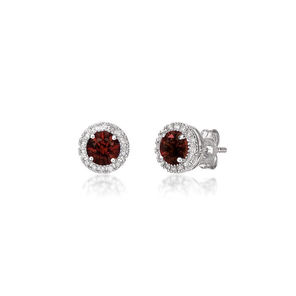 Garnet & 1/7 ct. tw. Diamond Earrings in Sterling Silver