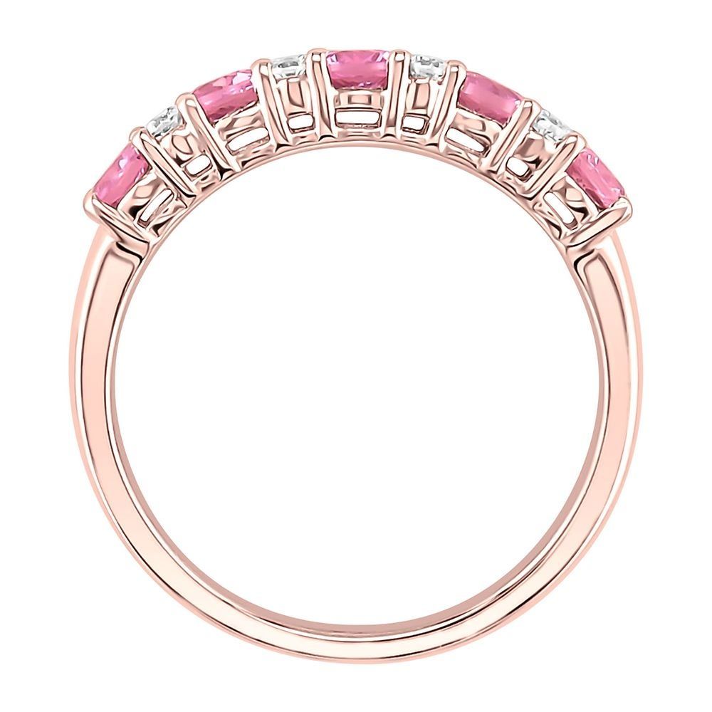 Pink Sapphire & 1/7 ct. tw. Diamond Band 10K Rose Gold