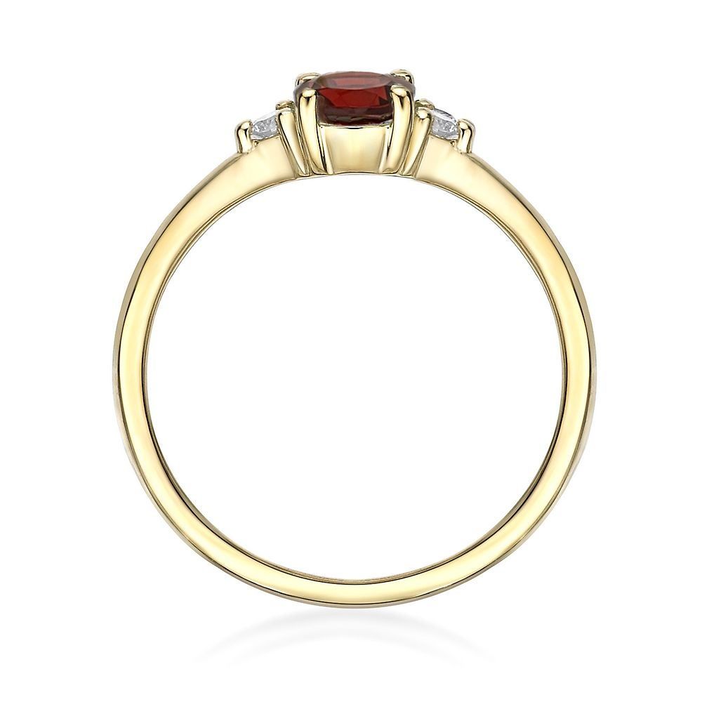 Garnet & Diamond Ring 10K Yellow Gold