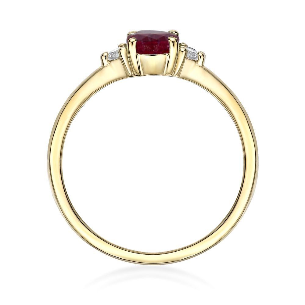 Ruby & Diamond Ring 10K Yellow Gold
