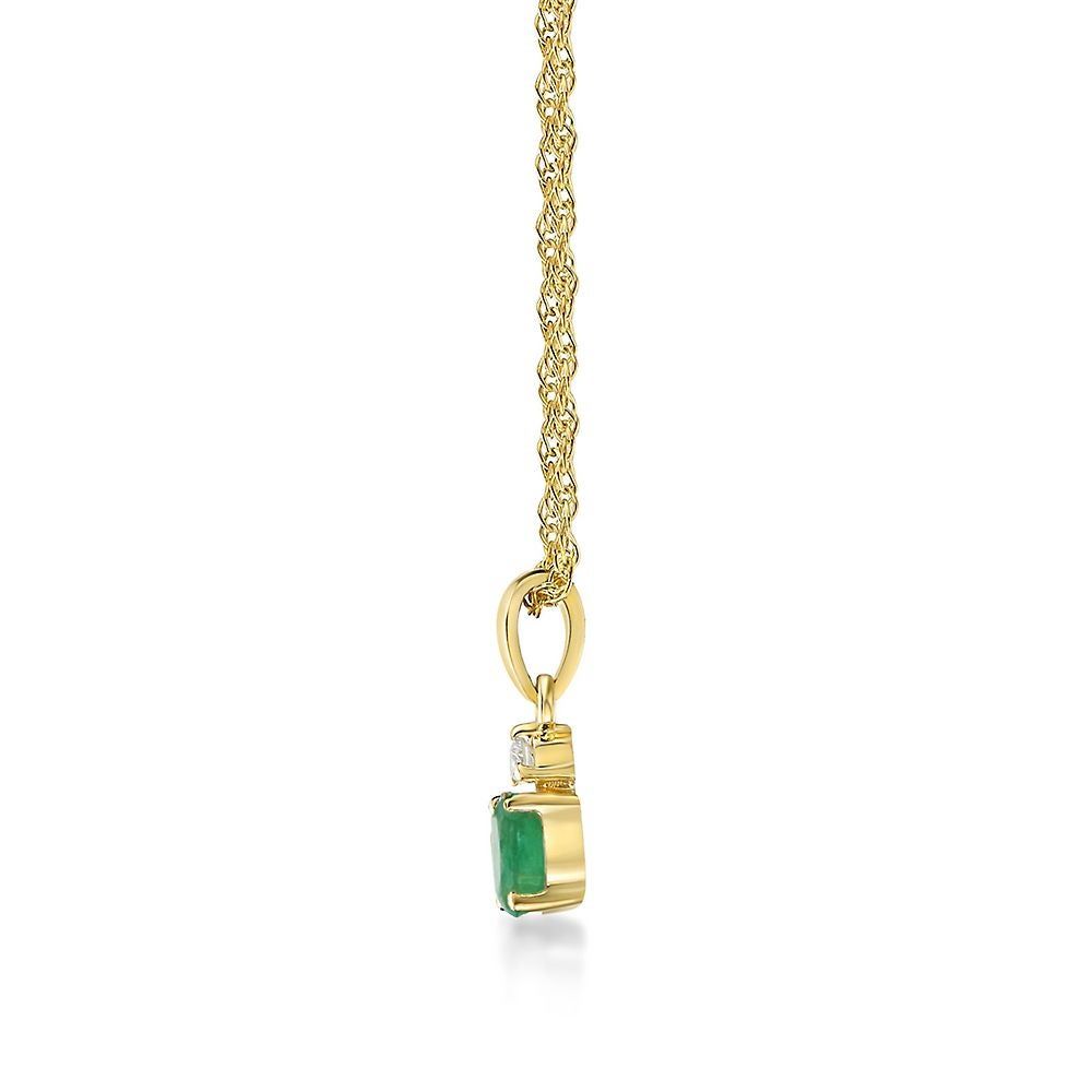 Emerald & Diamond Pendant in 10K Yellow Gold