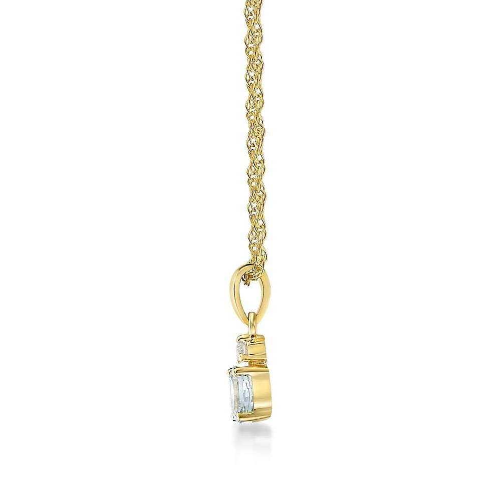 Aquamarine & Diamond Pendant in 10K Yellow Gold