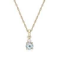 Aquamarine & Diamond Pendant in 10K Yellow Gold