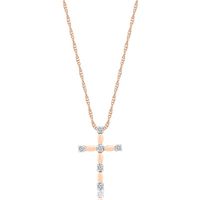 Diamond Cross Pendant in 10K Rose Gold