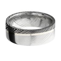 Lashbrook® Men's Band Damascus Steel & 14K White Gold, 8MM