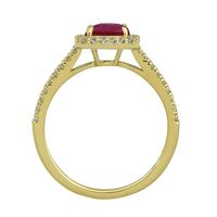 Lab-Created Ruby & White Sapphire Ring 10K Yellow Gold