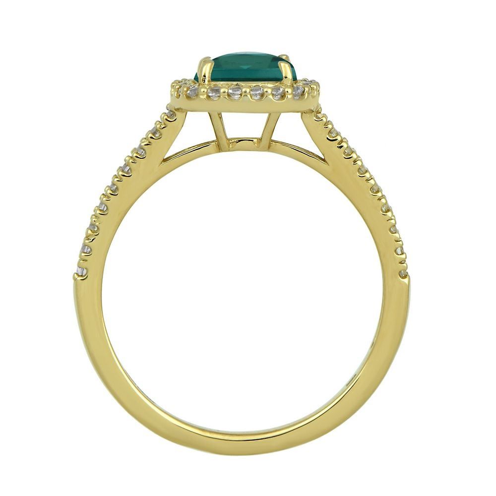 Lab-Created Emerald & White Sapphire Ring 10K Yellow Gold