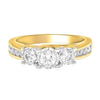 1/2 ct. tw. Diamond Three-Stone Engagement Ring 10K Yellow Gold