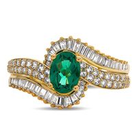 Emerald & 1/2 ct. tw. Diamond Ring 10K Yellow Gold