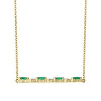 Emerald & 1/10 ct. tw. Diamond Bar Necklace in 14K Yellow Gold