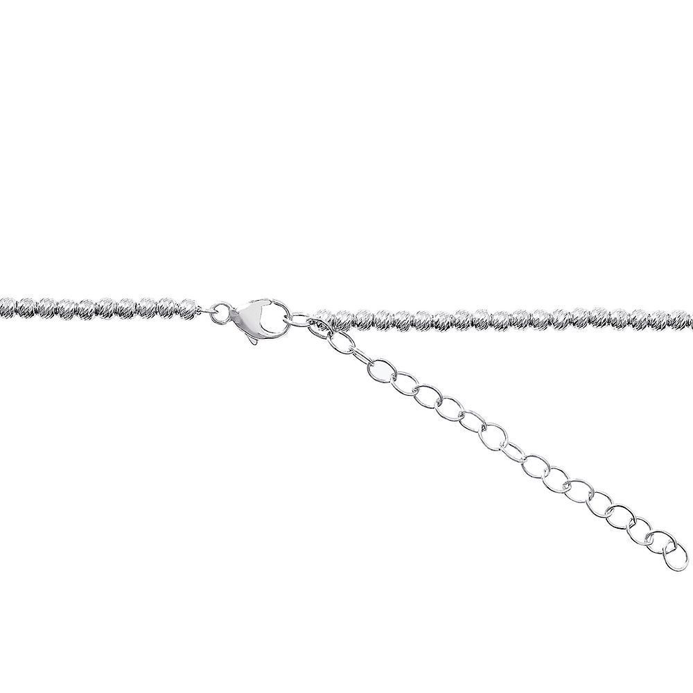 Diamond Cut Station Bead Necklace in Sterling Silver