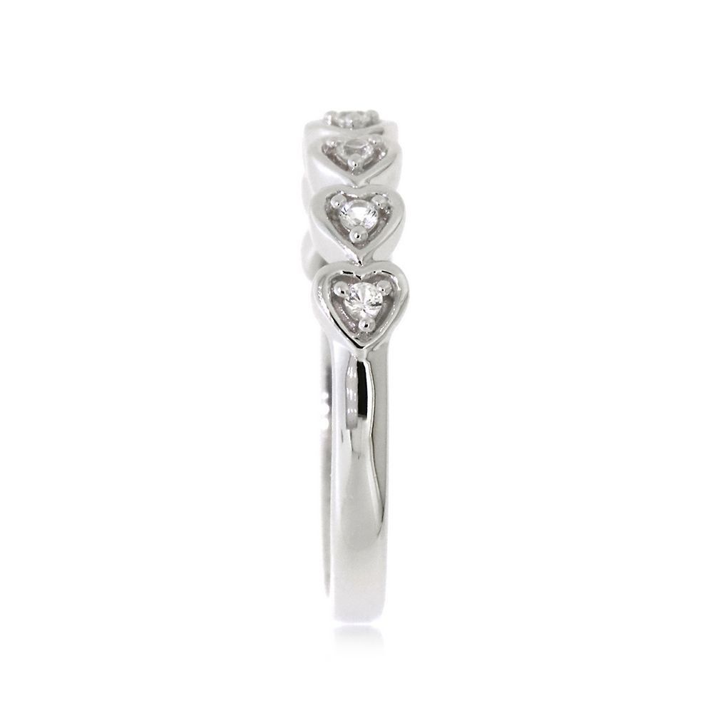 Lab-Created White Sapphire Heart Ring Sterling Silver