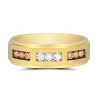 Men's ct. tw. Champagne & White Diamond Ring 10K Yellow Gold