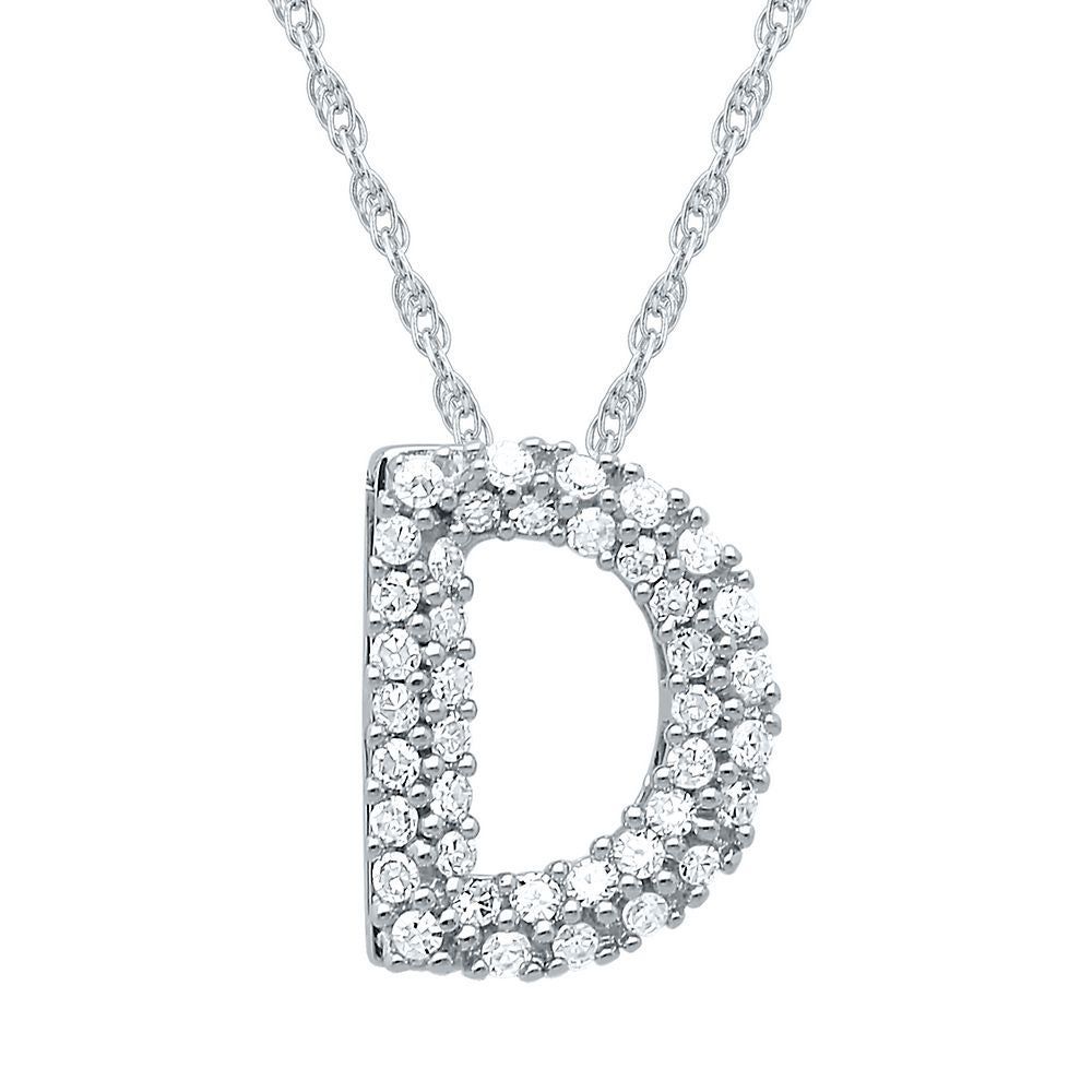 1/7 ct. tw. Diamond D Initial Pendant in 10K White Gold