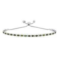 Peridot & Lab-Created White Sapphire Bolo Bracelet in Sterling Silver
