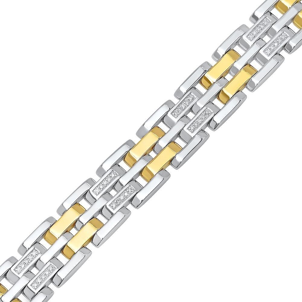 Men's 1/2 ct. tw. Diamond Bracelet in Sterling Silver & 10K Yellow Gold