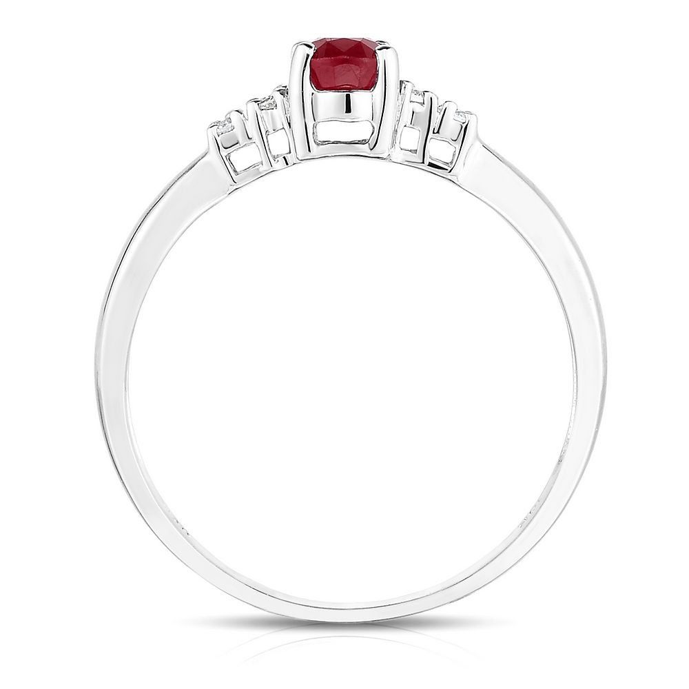 Ruby & Diamond Ring 14K White Gold