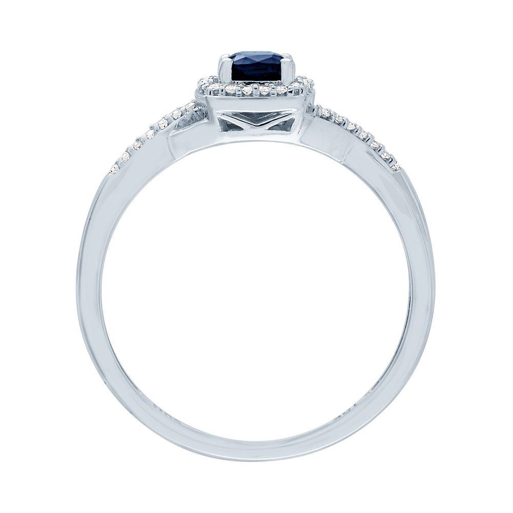 Sapphire & Diamond Promise Ring 10K White Gold