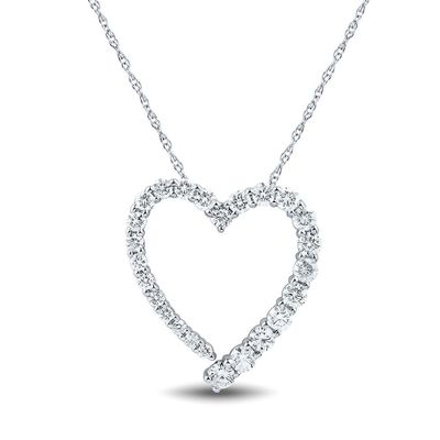 1 ct. tw. Diamond Heart Pendant in 10K White Gold