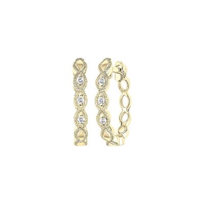 Scalloped Hoop Earrings with Diamond Accents in 10K Yellow Gold