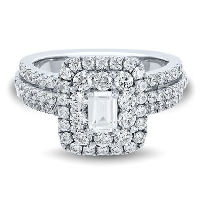 2 ct. tw. Diamond, Double Halo Engagement Ring 14K White Gold
