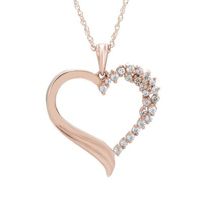 Heart Pendant with Diamond Cluster in 10K Rose Gold (1/4 ct. tw.)