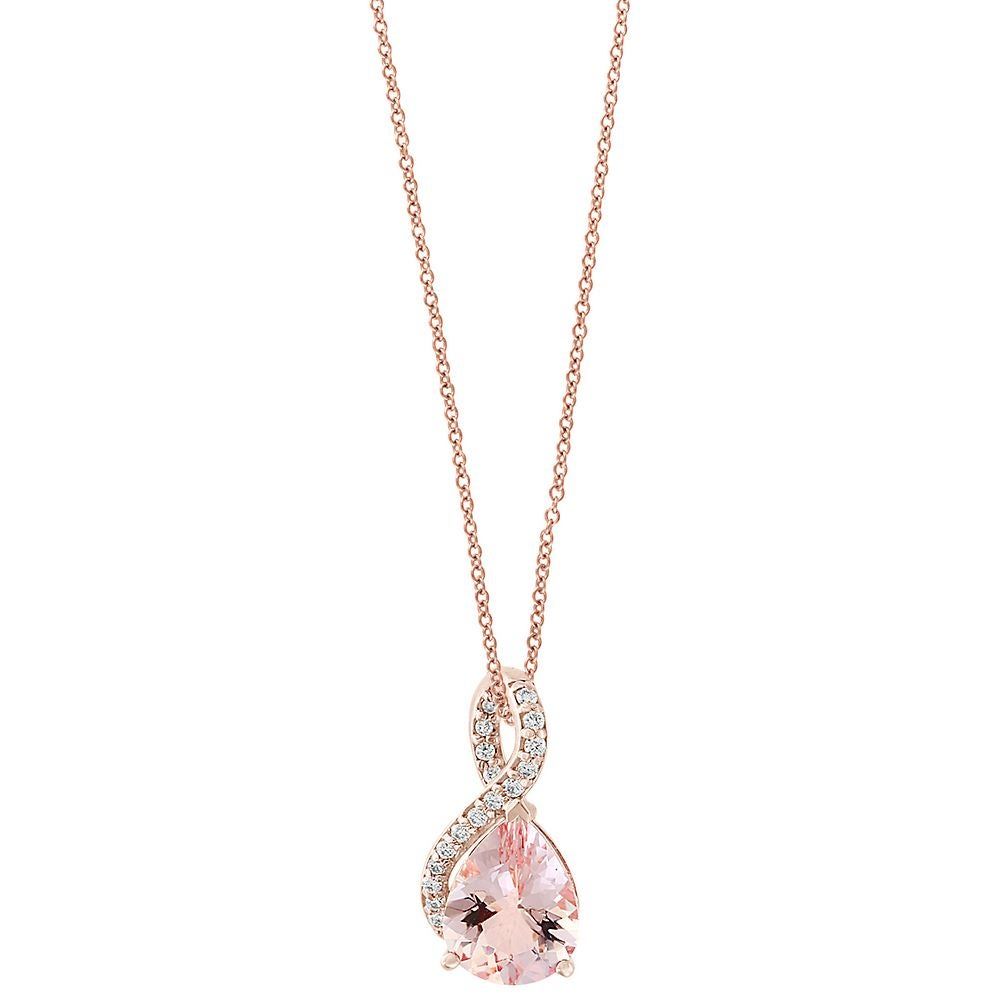 Morganite & 1/8 ct. tw. Diamond Pendant in 14K Rose Gold