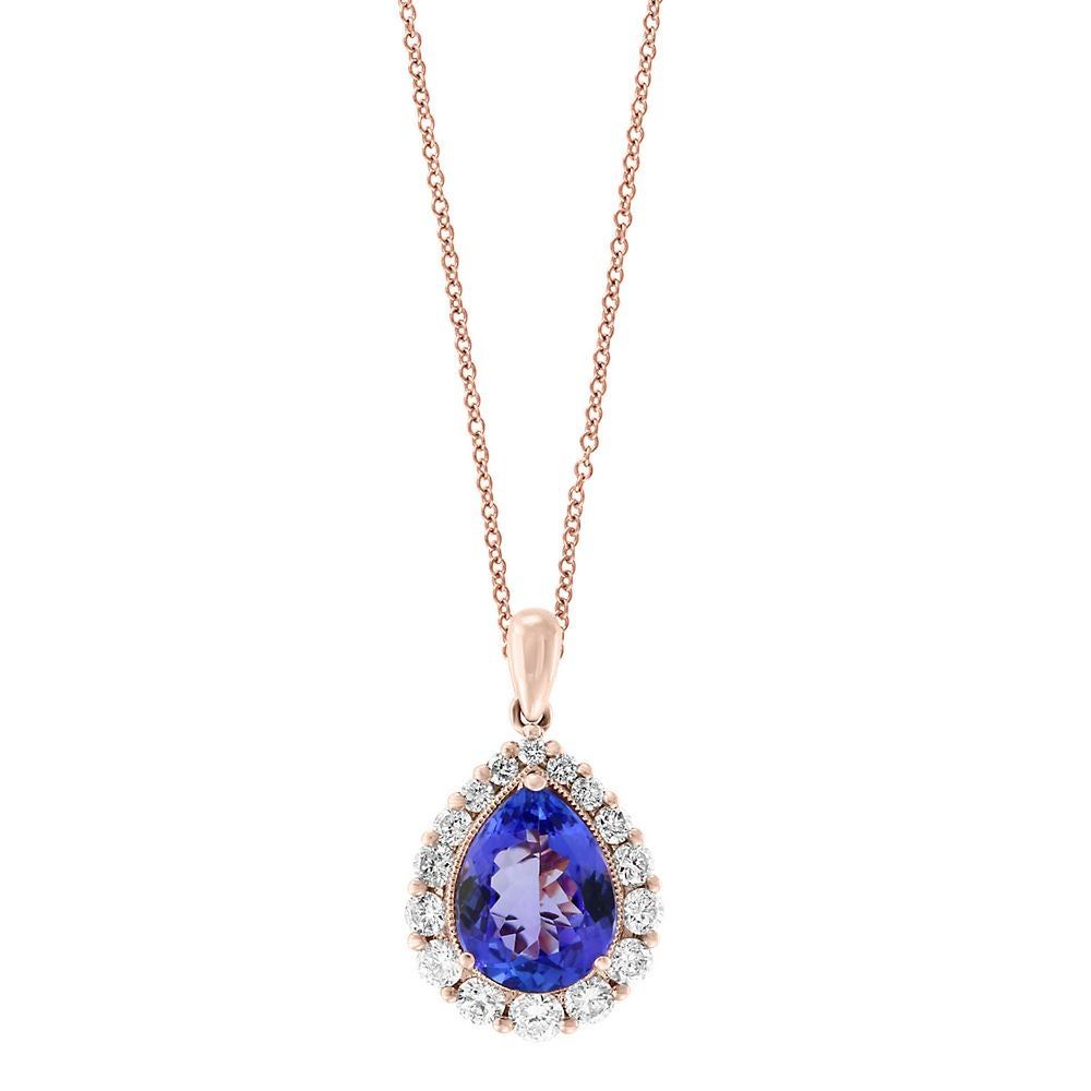 Tanzanite & 1/2 ct. tw. Diamond Pendant in 14K Rose Gold