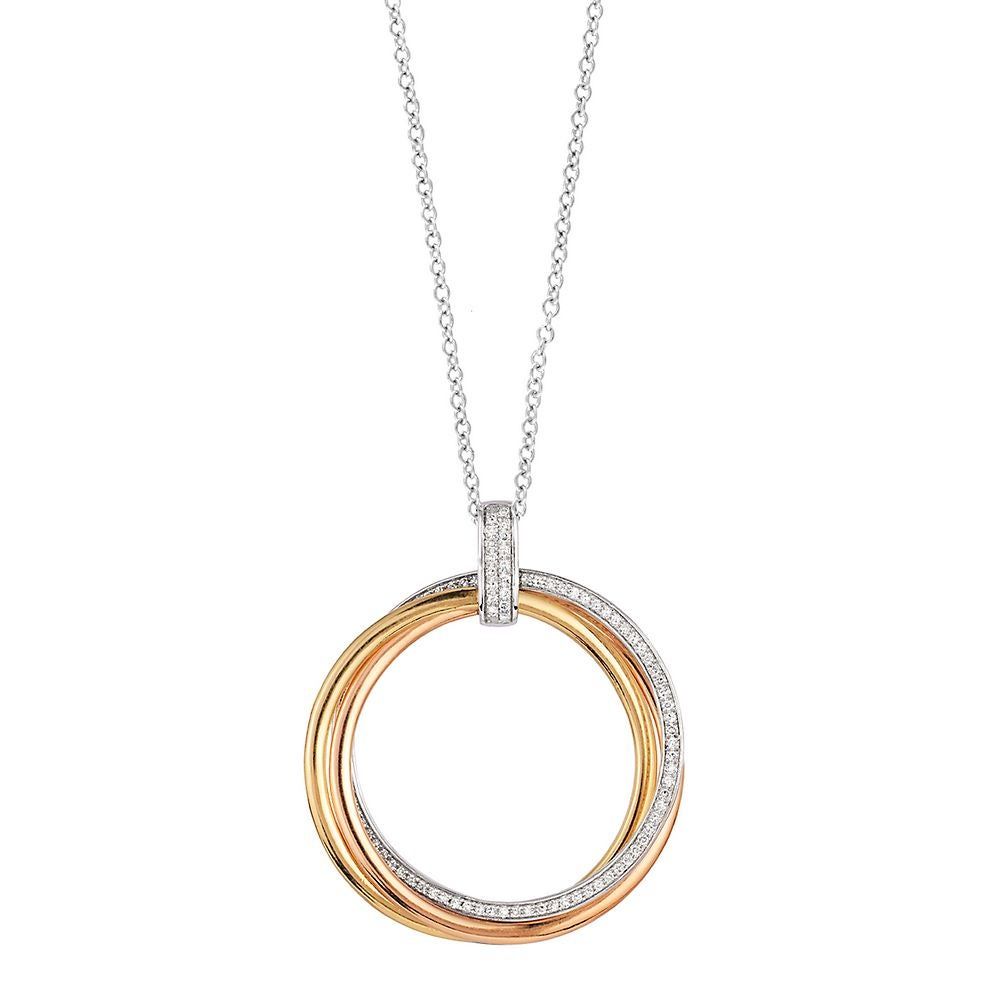 1/3 ct. tw. Diamond Tricolor Circle Pendant in 14K Gold