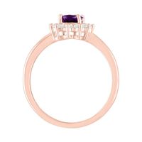 Amethyst & Lab-Created White Sapphire Ring 10K Rose Gold