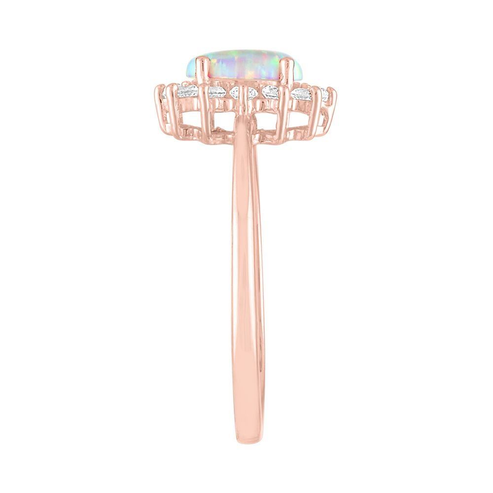 Lab-Created Opal & White Sapphire Ring 10K Rose Gold