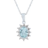 Aquamarine & Lab-Created White Sapphire Pendant in 10K White Gold