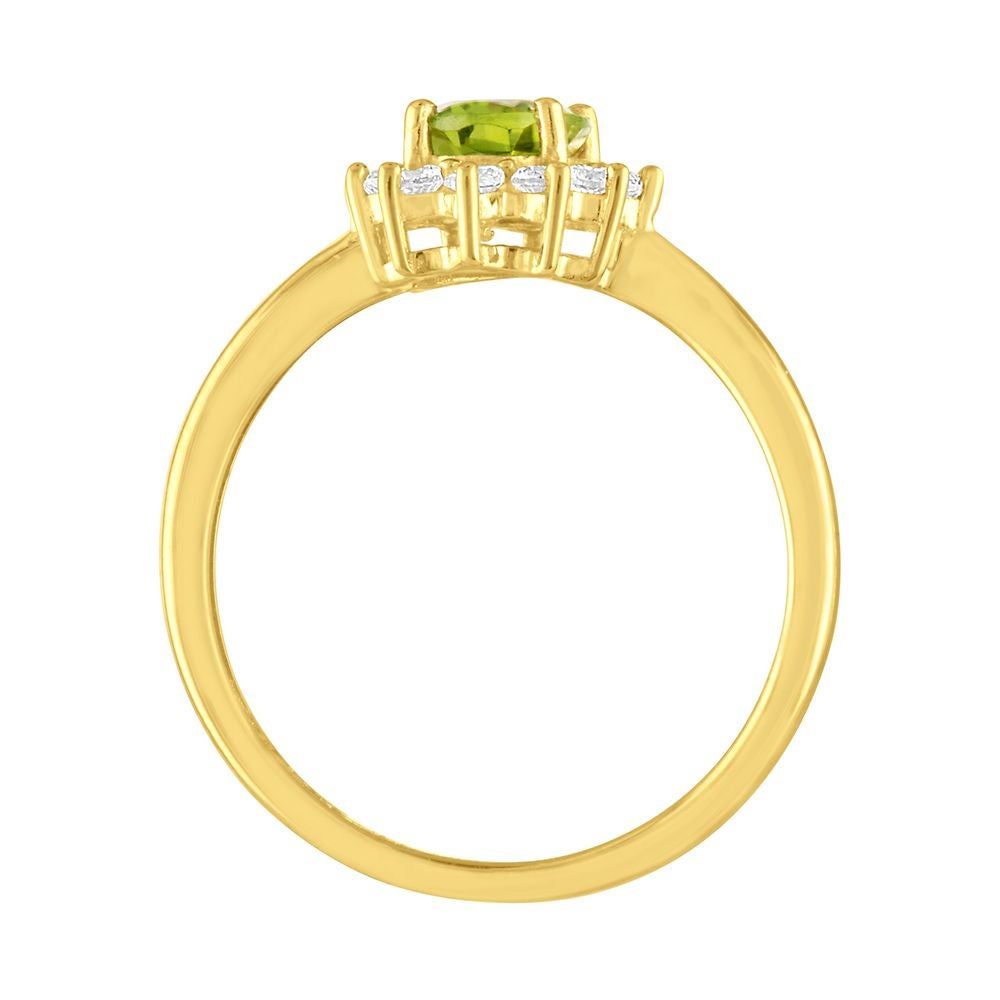 Peridot & Lab-Created White Sapphire Ring 10K Yellow Gold