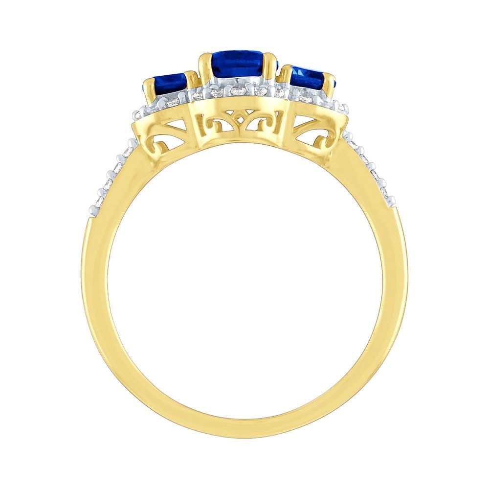 Sapphire & 1/10 ct. tw. Diamond Ring 10K Yellow Gold