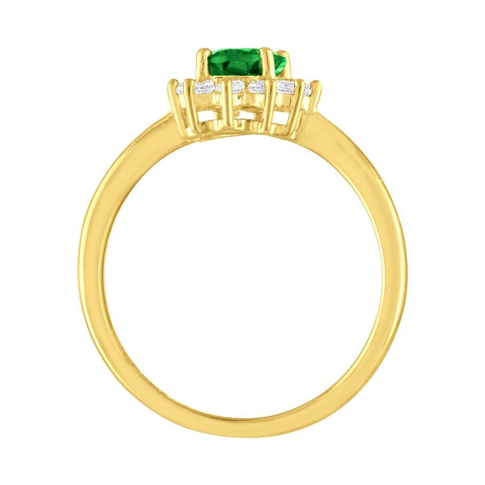 Lab-Created Emerald & White Sapphire Ring 10K Yellow Gold