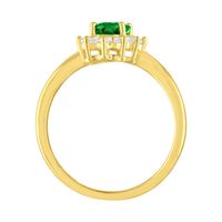 Lab-Created Emerald & White Sapphire Ring 10K Yellow Gold