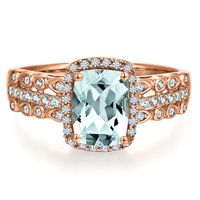 Aquamarine & 1/4 ct. tw. Diamond Ring 10K Rose Gold