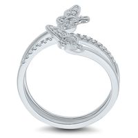 Double Butterfly Diamond Ring in Sterling Silver